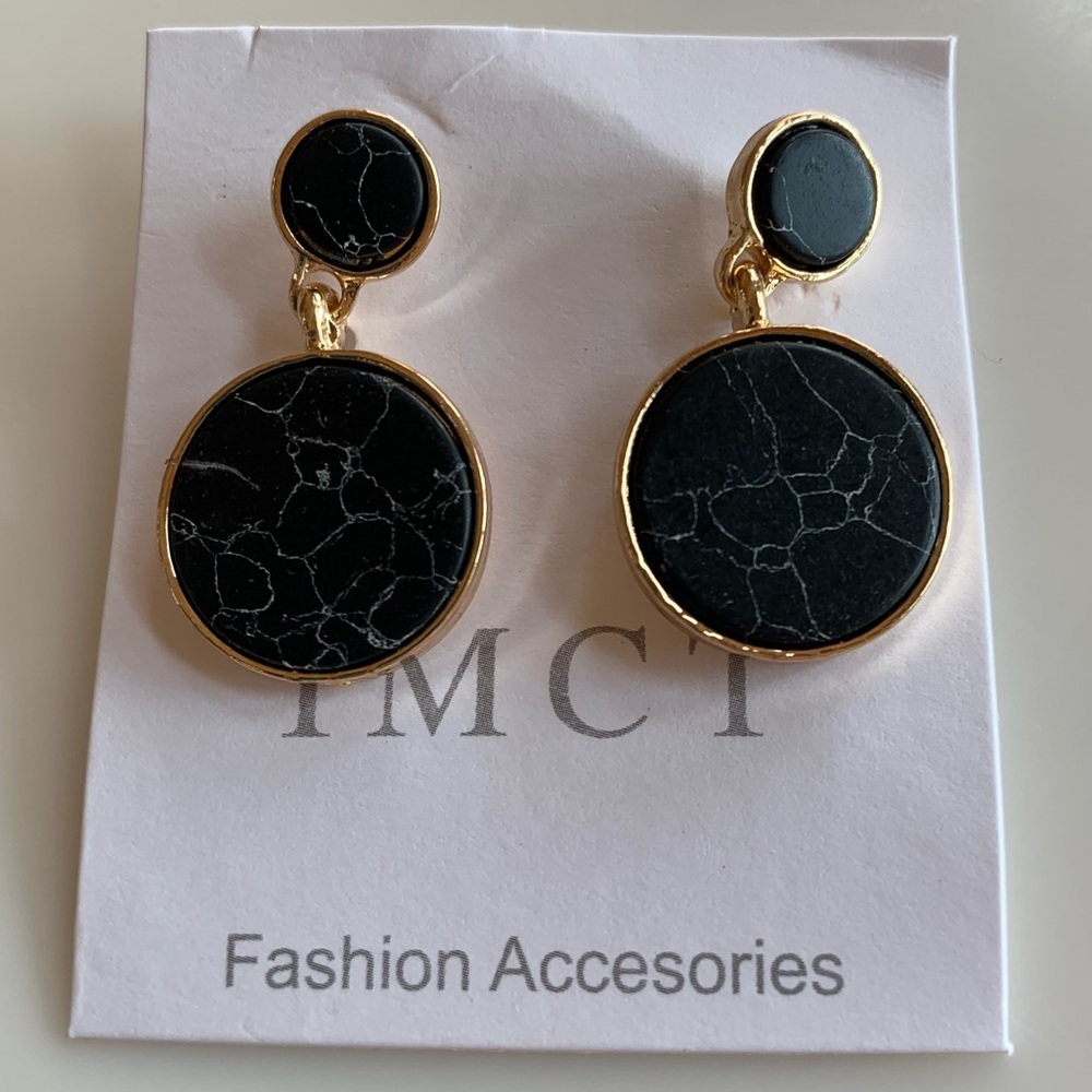 Black and Gold drop earrings